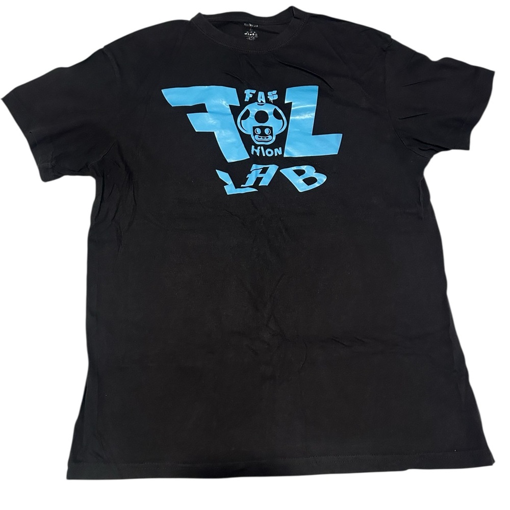 Men's Black T-Shirt with Blue Graphic